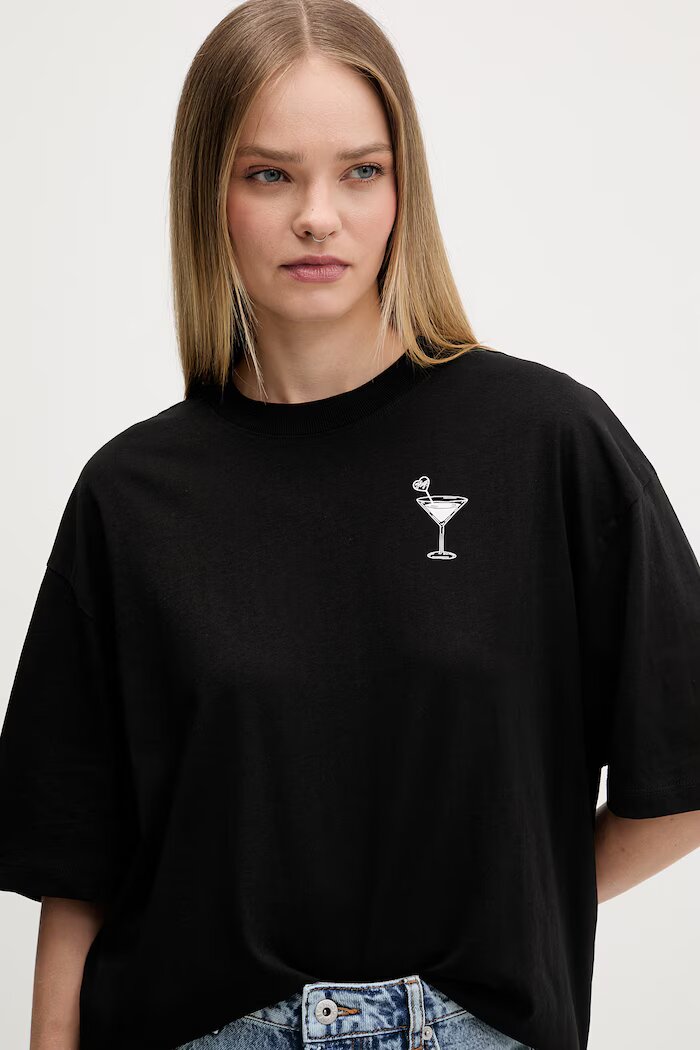 HUGO Blue дамска памучна тениска Oversized_Tee_B черна 50560772