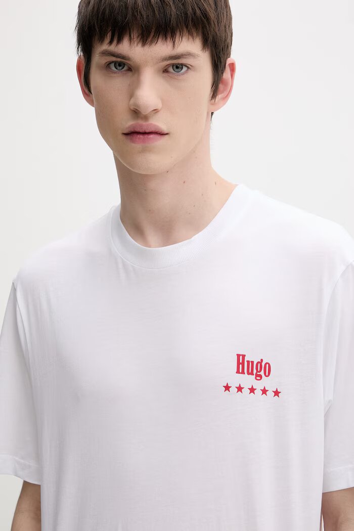 HUGO Blue HUGO синя тениска мъжка памучна Nucavo бяла 50560040