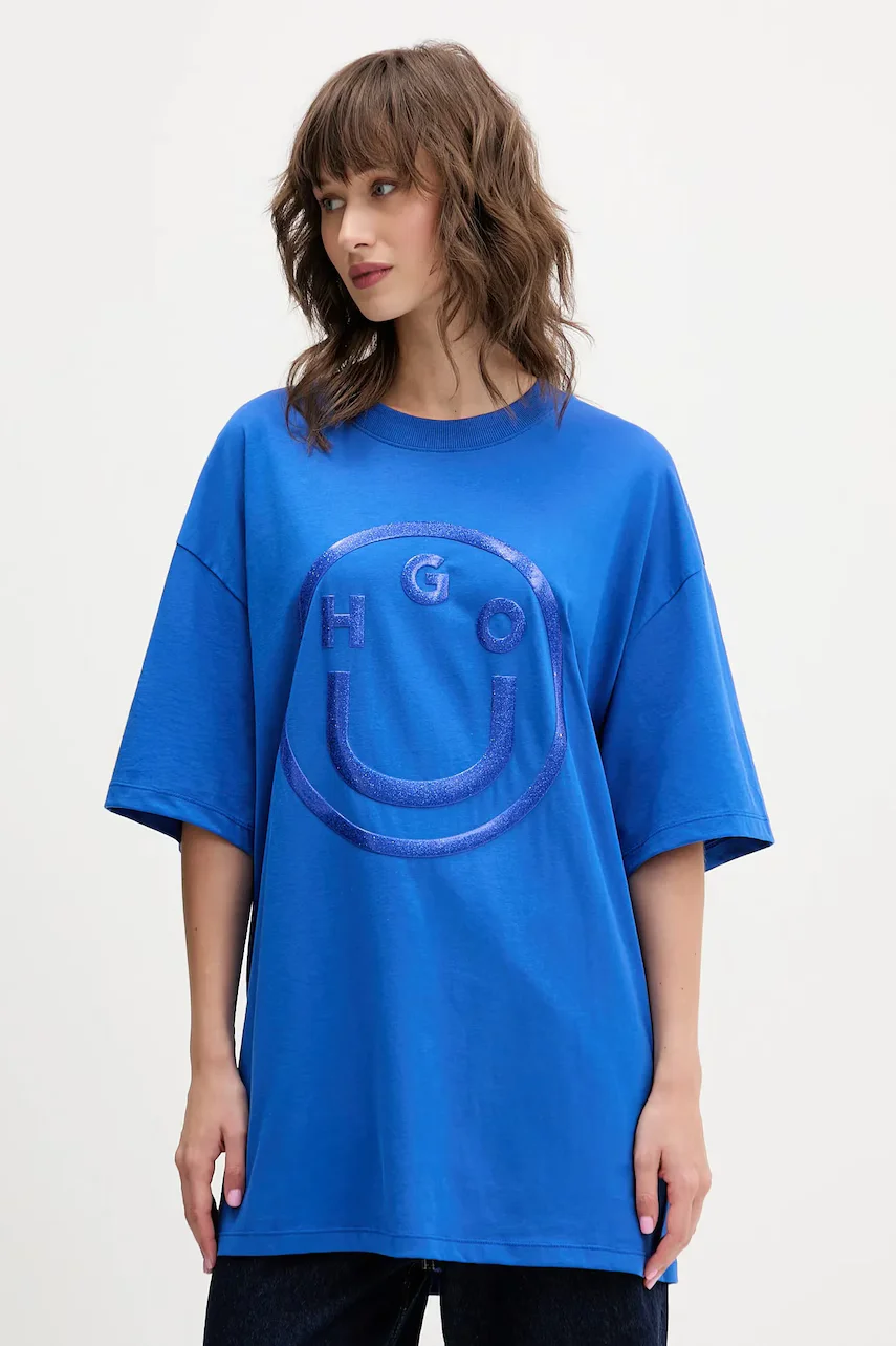 HUGO Blue Памучна тениска Oversized_tee_B_6