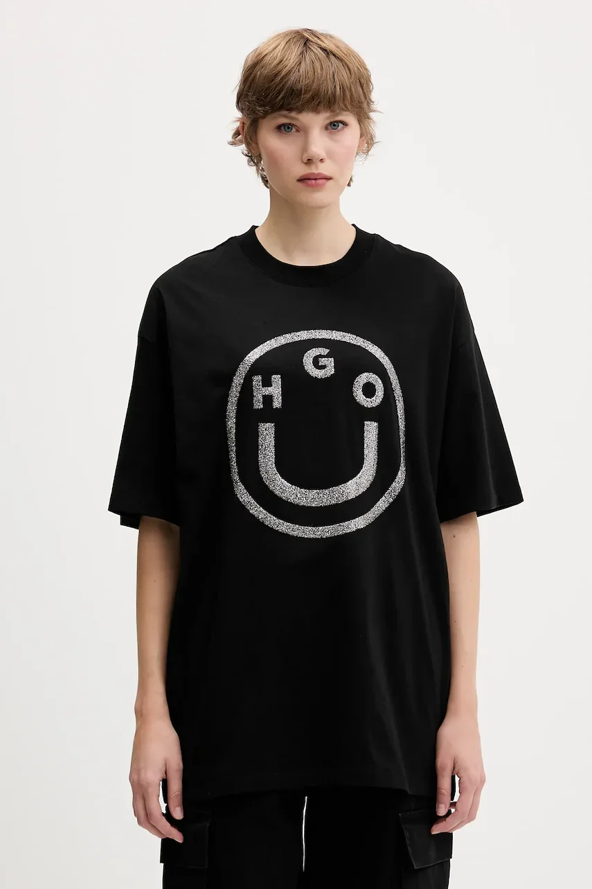 HUGO Blue Памучна тениска Oversized_tee_B_6