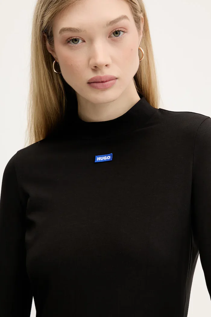 HUGO Blue Рокля Nilla_B в черно къса с кройка по тялото 50545016