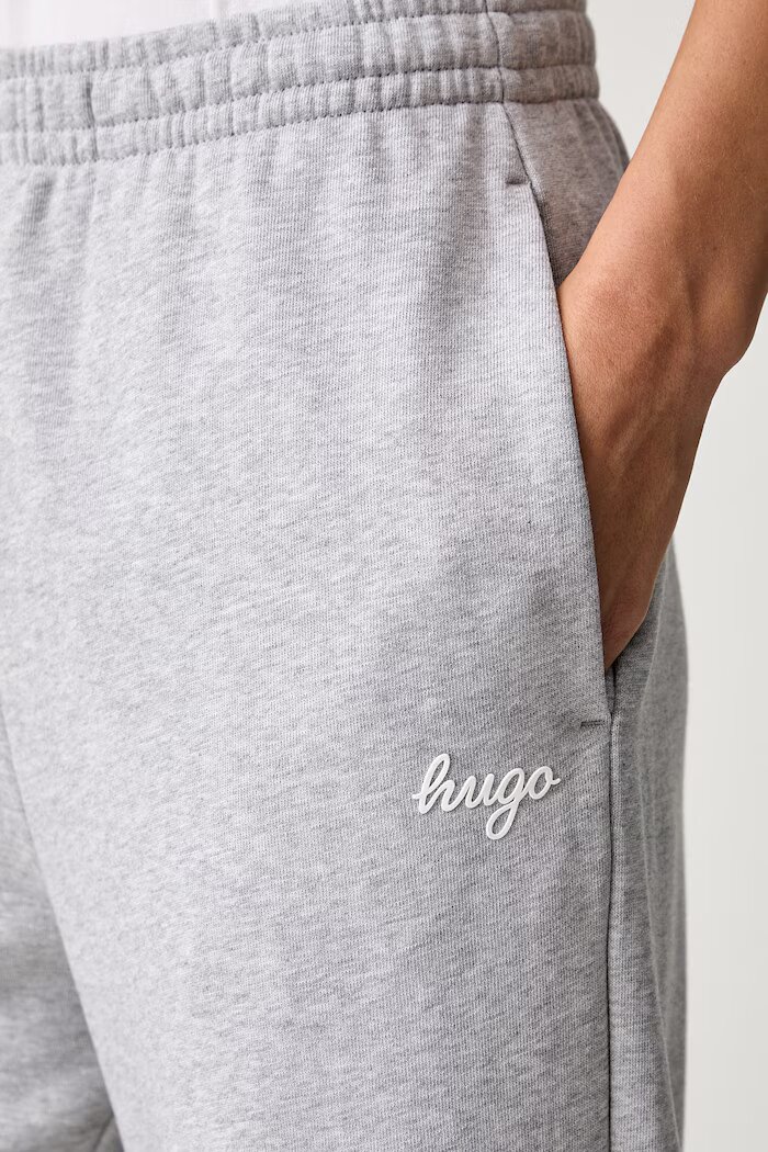 HUGO Blue спортен панталон дамски от памук Newtrack_B сив с висока талия 50576283