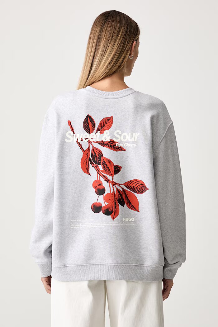 HUGO Blue суичър дамски от памук Classic Crew_B_4 сив 50566576