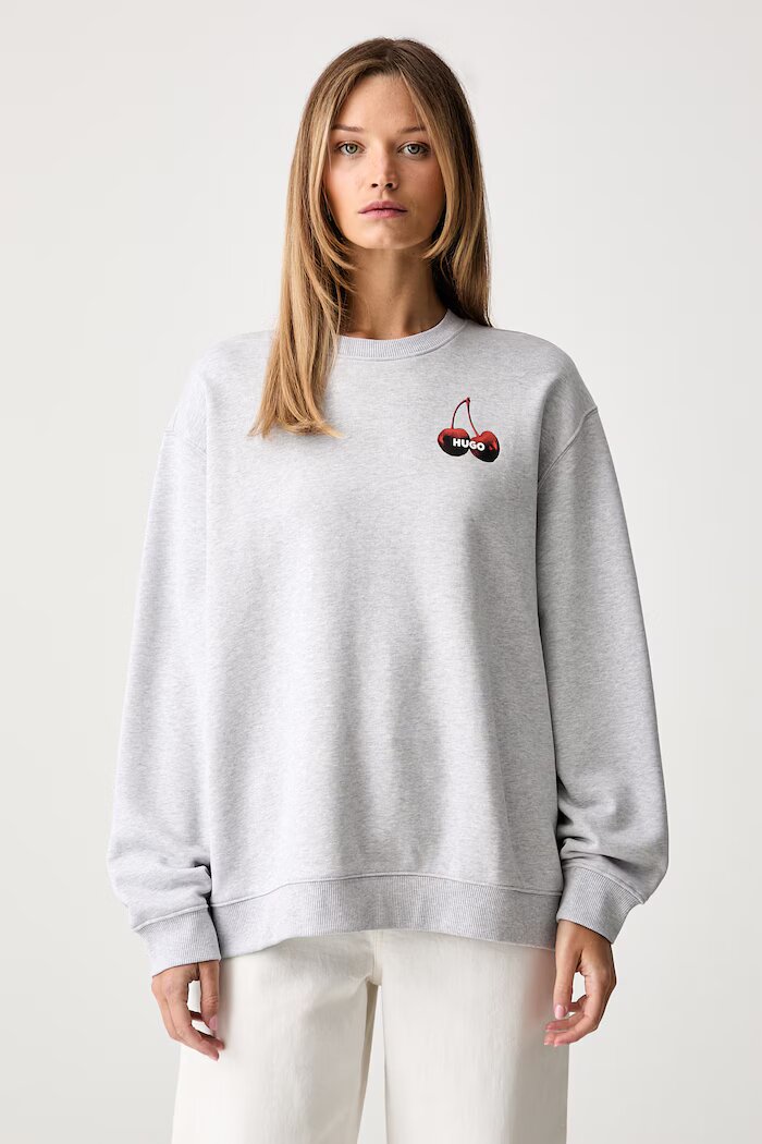 HUGO Blue суичър дамски от памук Classic Crew_B_4 сив 50566576