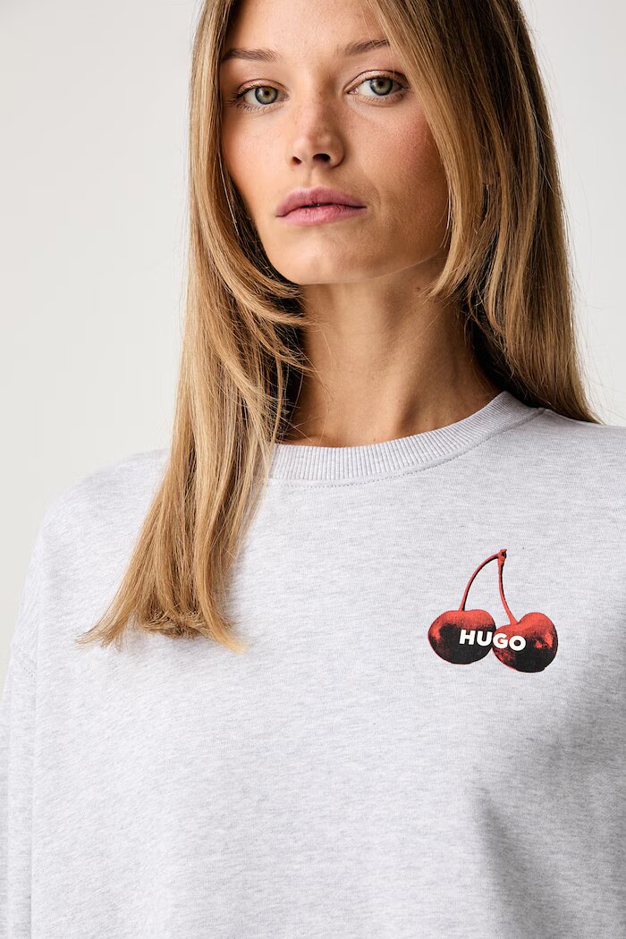 HUGO Blue суичър дамски от памук Classic Crew_B_4 сив 50566576