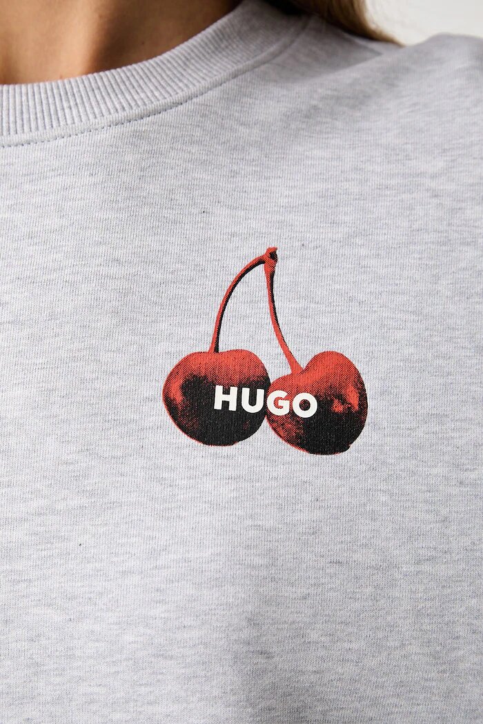 HUGO Blue суичър дамски от памук Classic Crew_B_4 сив 50566576