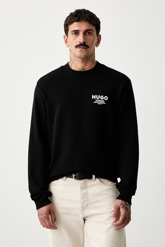 HUGO Blue суичър мъжки от памук Nespon черен 50572772