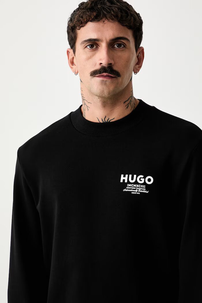 HUGO Blue суичър мъжки от памук Nespon черен 50572772
