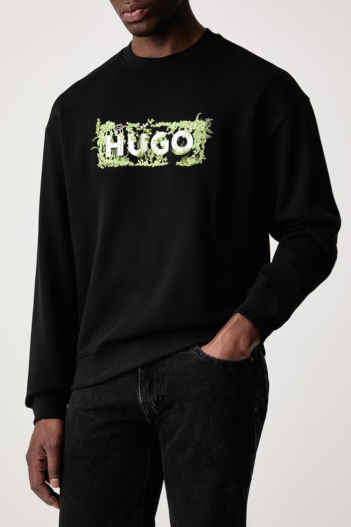 HUGO Blue суичър мъжки от памук Niviocrew черен 50567962