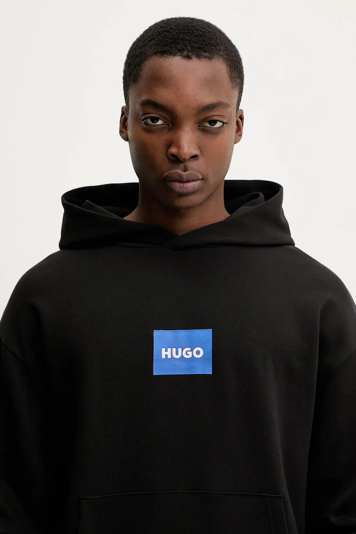 HUGO Blue суичър с качулка мъжки от памук Nayohood черен 50556613