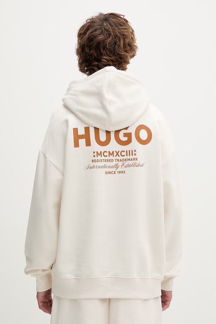 HUGO Blue суичър с качулка мъжки от памук Nazardo бежов 50510724