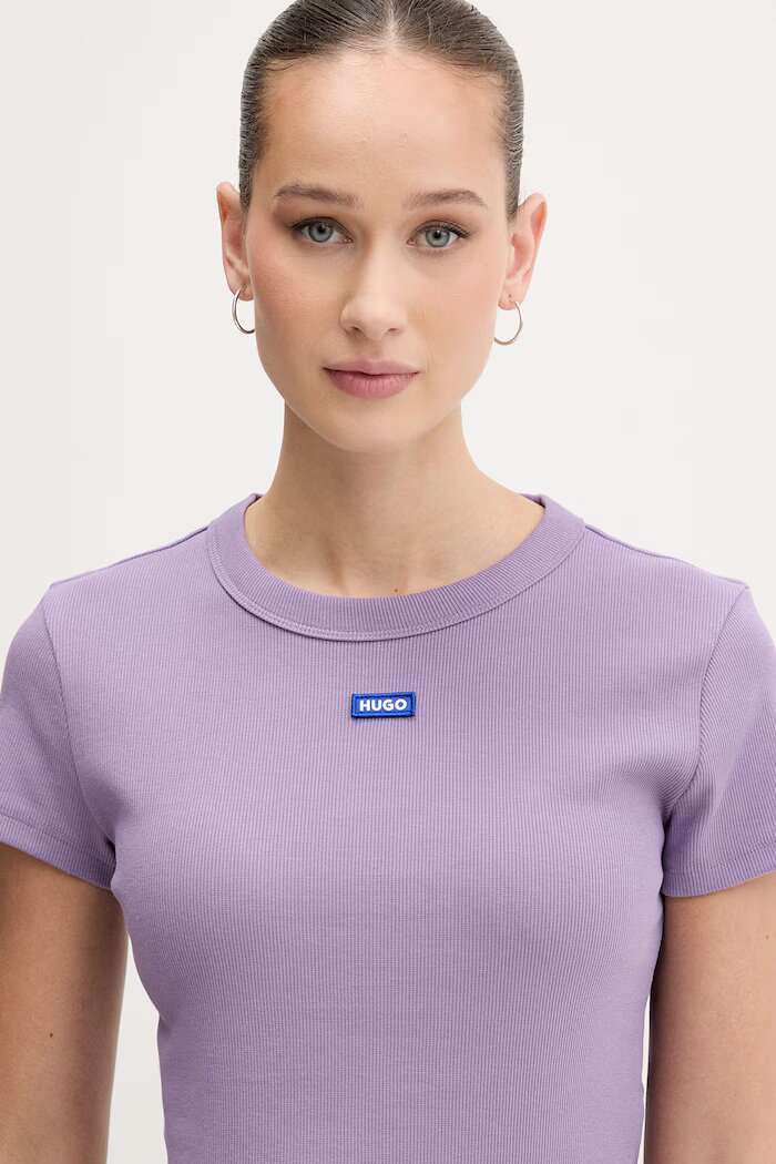 HUGO Blue тениска дамска от памук с еластан Baby Tee_B виолетова 50510749
