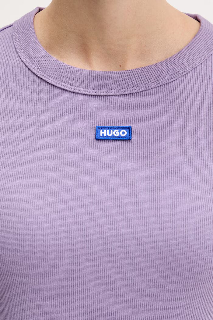 HUGO Blue тениска дамска от памук с еластан Baby Tee_B виолетова 50510749