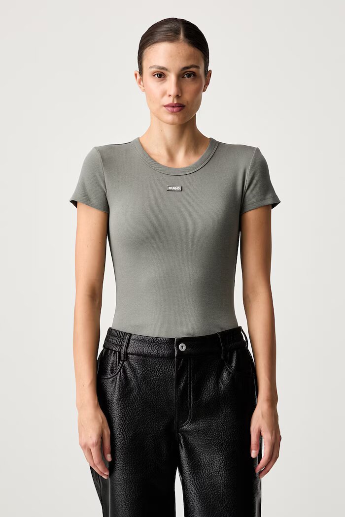 HUGO Blue тениска дамска от памук с еластан Easy Tee_B зелена 50523924