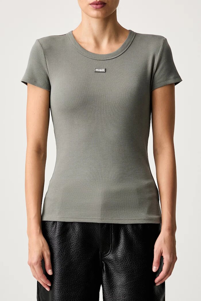 HUGO Blue тениска дамска от памук с еластан Easy Tee_B зелена 50523924