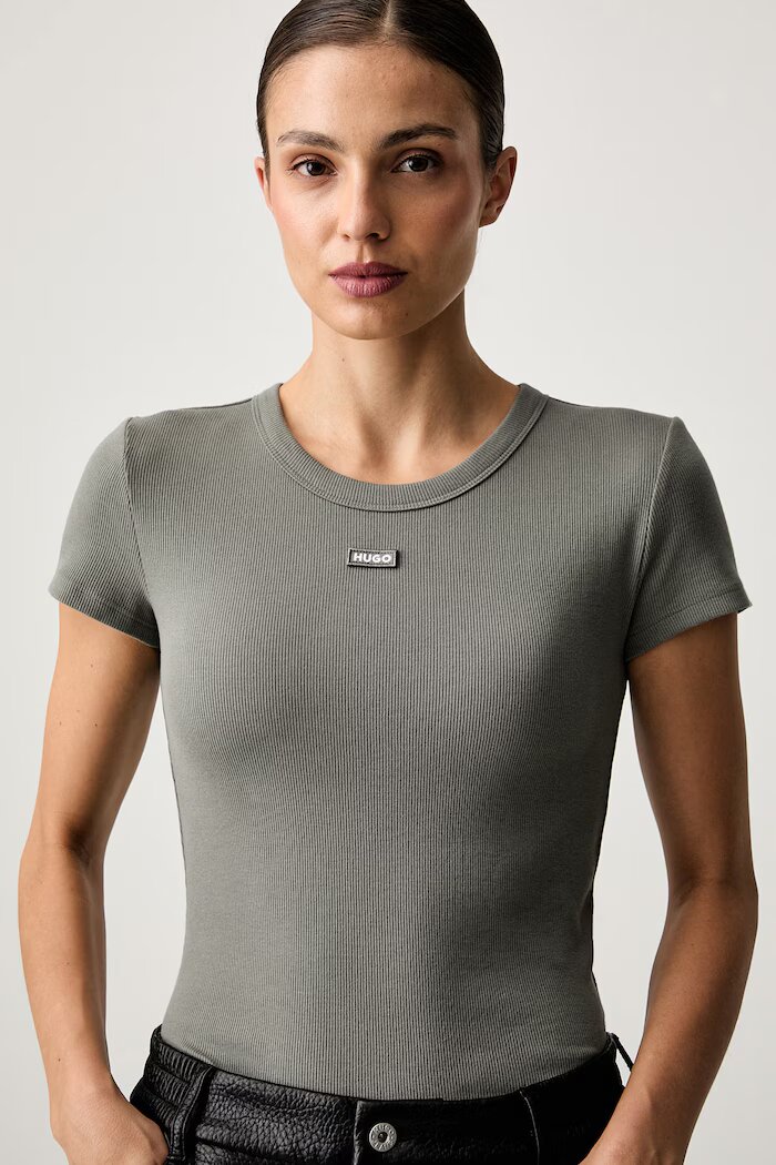 HUGO Blue тениска дамска от памук с еластан Easy Tee_B зелена 50523924