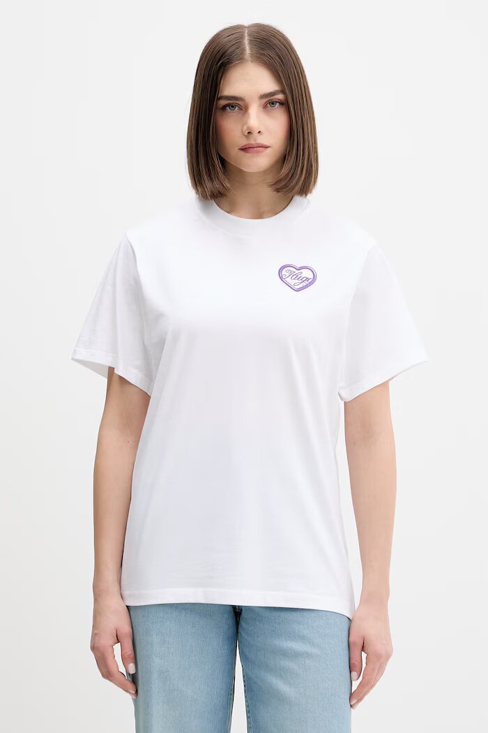HUGO Blue тениска дамска от памук Vintage Tee_B_8 бяла 50560770