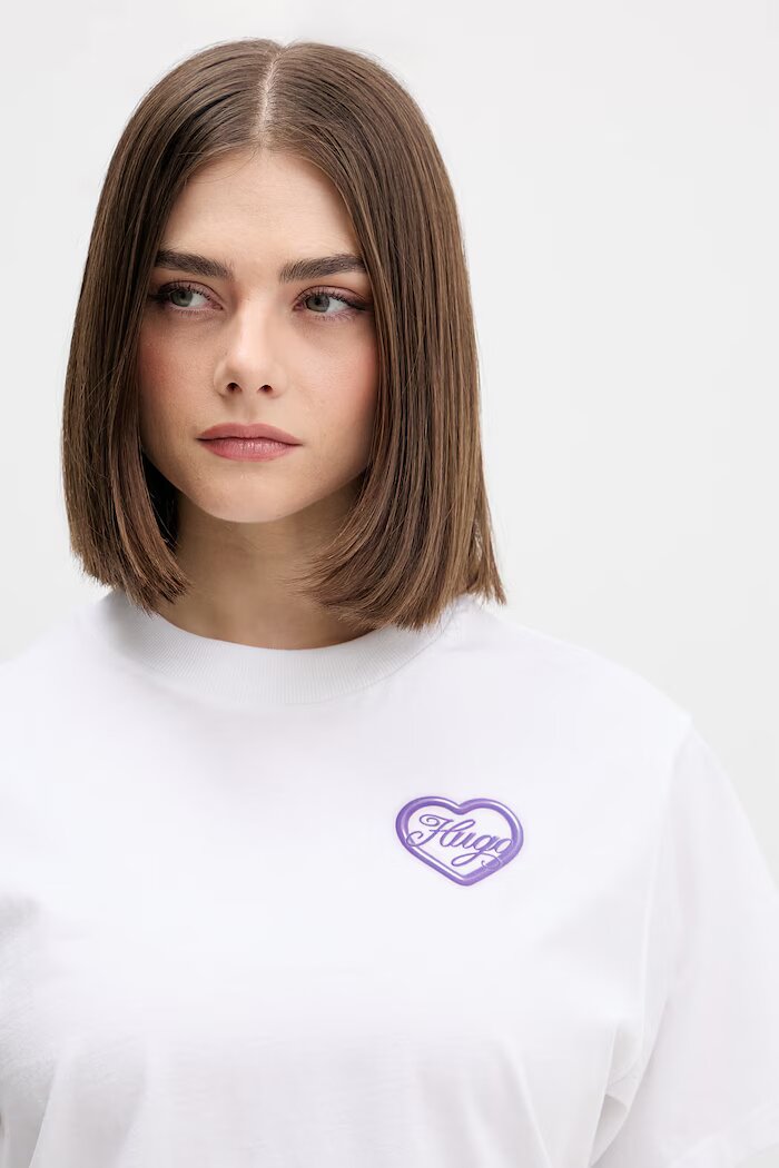 HUGO Blue тениска дамска от памук Vintage Tee_B_8 бяла 50560770