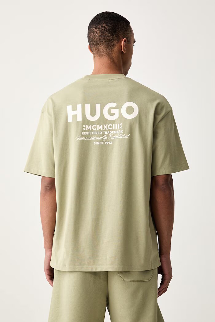 HUGO Blue тениска мъжка от памук Nalono бежова 50509776