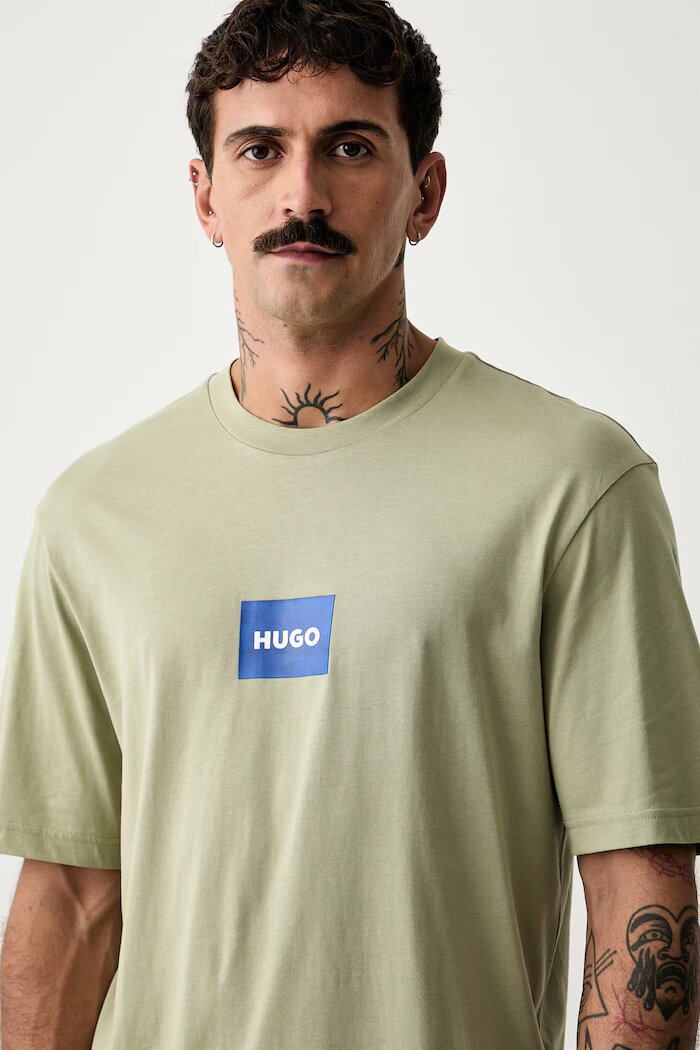 HUGO Blue тениска мъжка от памук Nayonix бежова 50554382