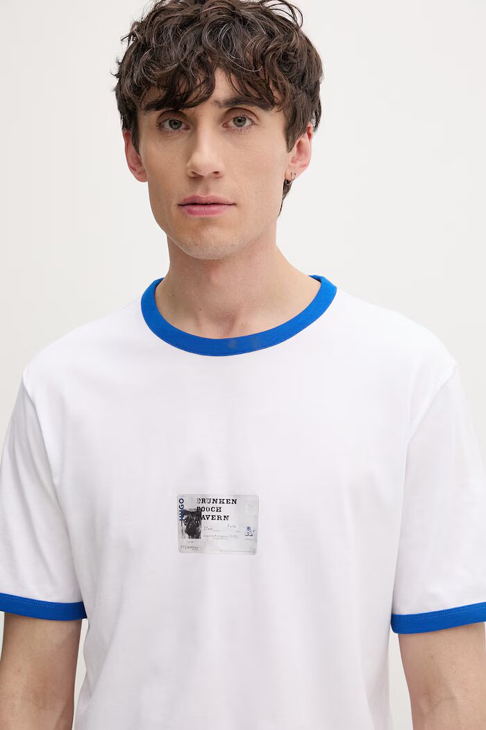 HUGO Blue тениска мъжка от памук Nurangler бяла 50566025