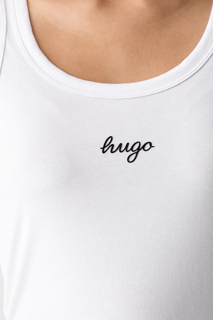 HUGO Blue топ дамски с памук Damatank_B_1 бял 50572293