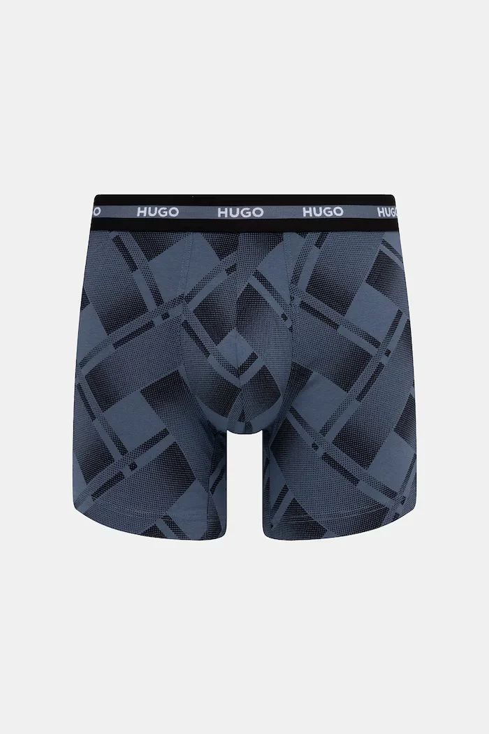 HUGO Боксерки мъжки от памук с еластан BOXER BR PLANET DES 3 броя черни 50545674