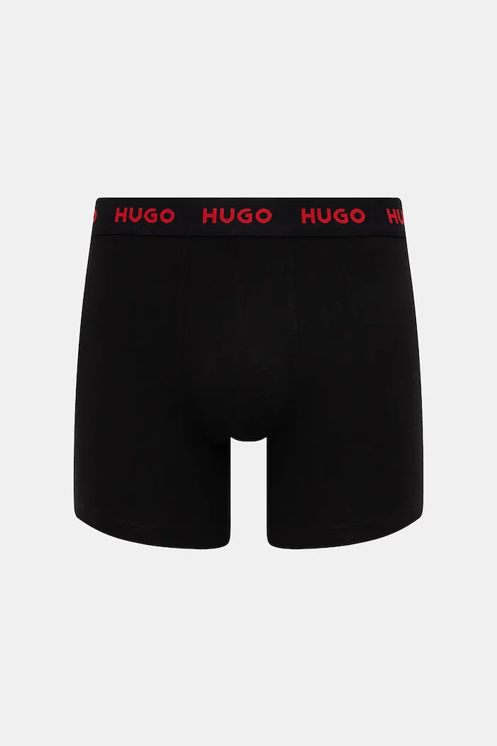 HUGO боксерки мъжки от памук с еластан BOXERBR TRIPLET PACK 3 броя черни 50532613