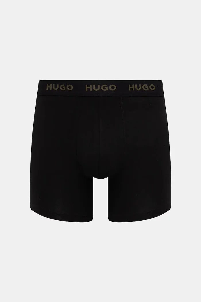 HUGO боксерки мъжки от памук с еластан BOXERBR TRIPLET PACK 3 броя черни 50532613