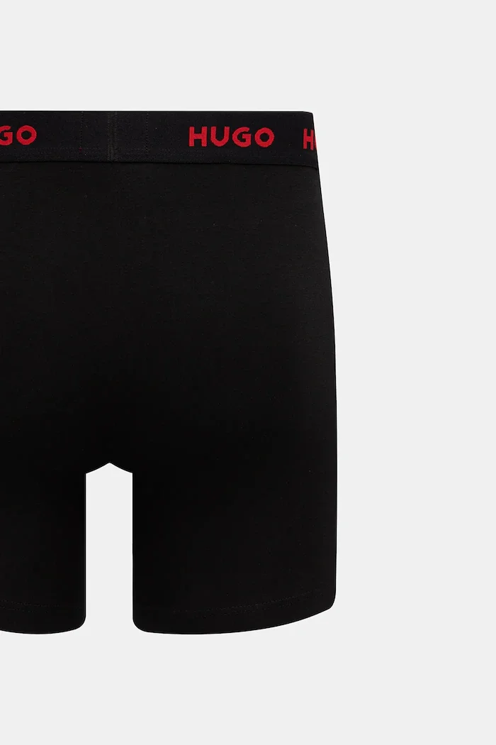 HUGO боксерки мъжки от памук с еластан BOXERBR TRIPLET PACK 3 броя черни 50532613