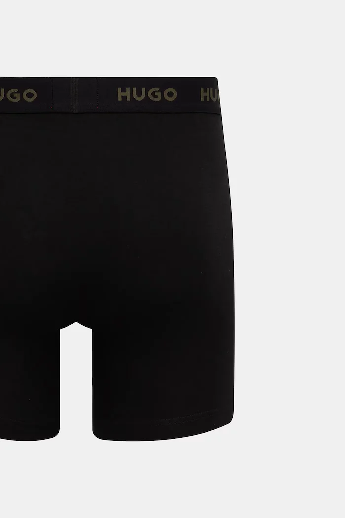 HUGO боксерки мъжки от памук с еластан BOXERBR TRIPLET PACK 3 броя черни 50532613