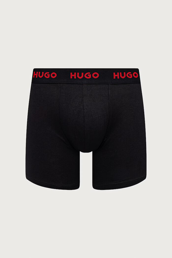 HUGO боксерки мъжки от памук с еластан BOXERBR TRIPLET PACK 3 броя сиви 50532613