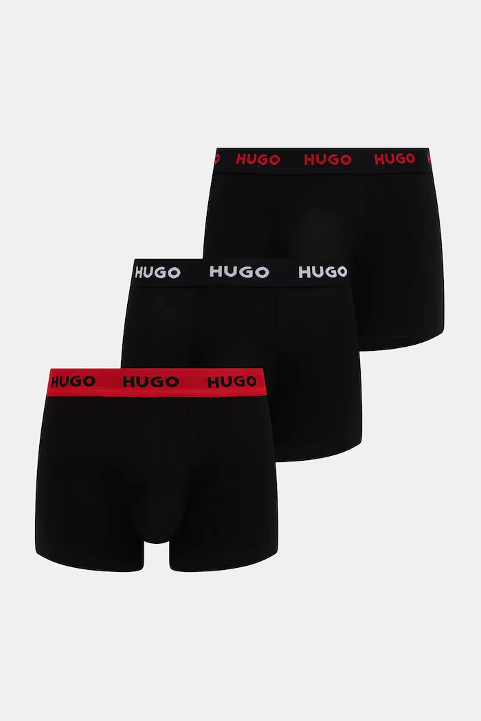 HUGO боксерки мъжки от памук с еластан TRUNK TRIPLET PACK 3 броя черни 50532611