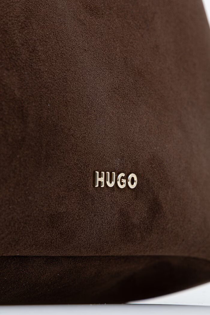 HUGO чанта tote дамска от имитация на велур Orin 2.0S_Small Tote кафява 50568033
