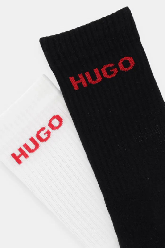 HUGO чорапи мъжки с памук 6P QS RIB LOGO CC 6 броя бели 50510187