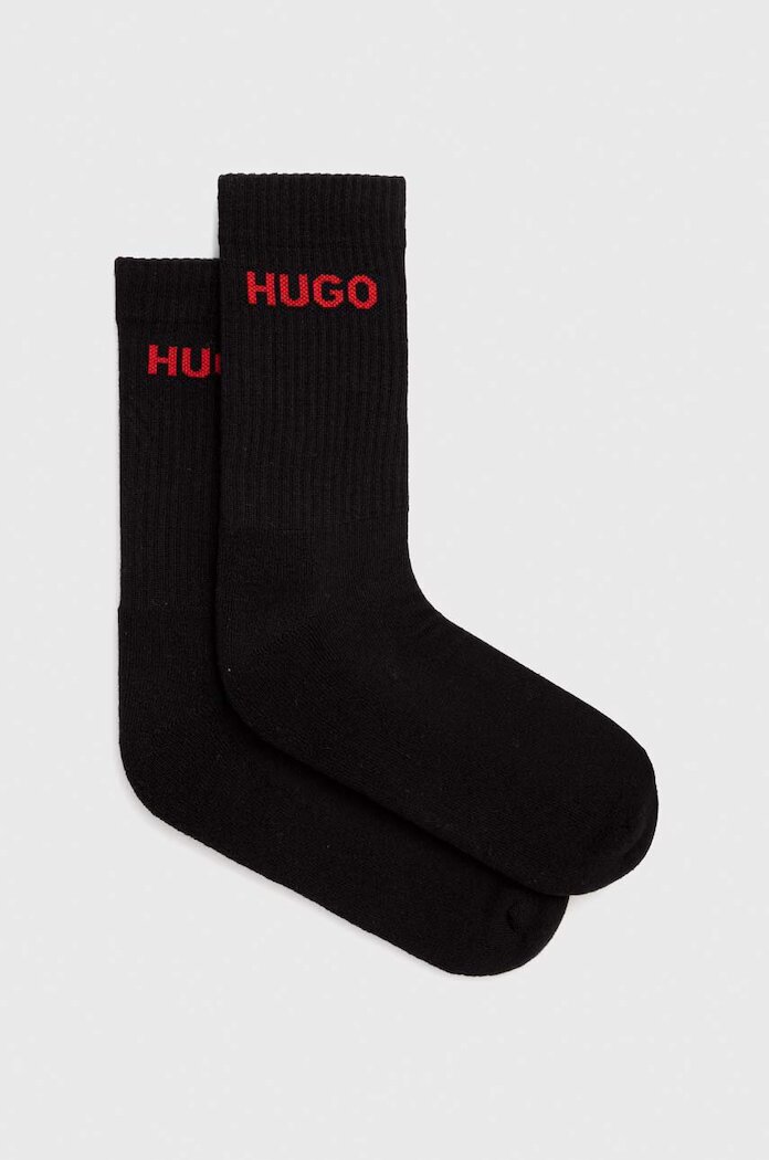 HUGO чорапи мъжки с памук 6P QS RIB LOGO CC 6 броя черни 50510187