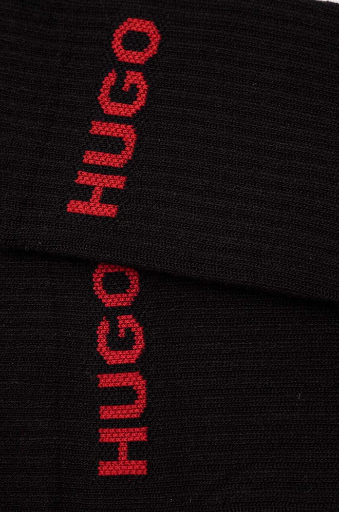 HUGO чорапи мъжки с памук 6P QS RIB LOGO CC 6 броя черни 50510187