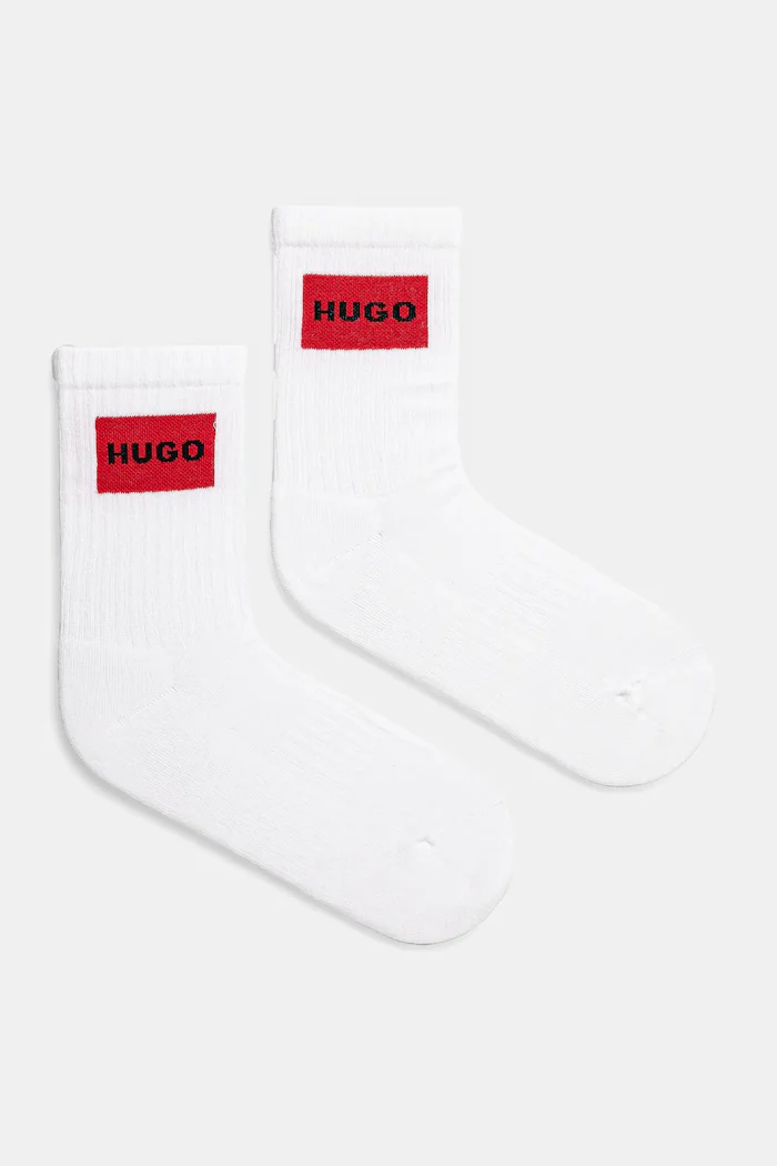 HUGO чорапи с памук 2P QS RIB LABEL CC W 2 броя бели 50510661