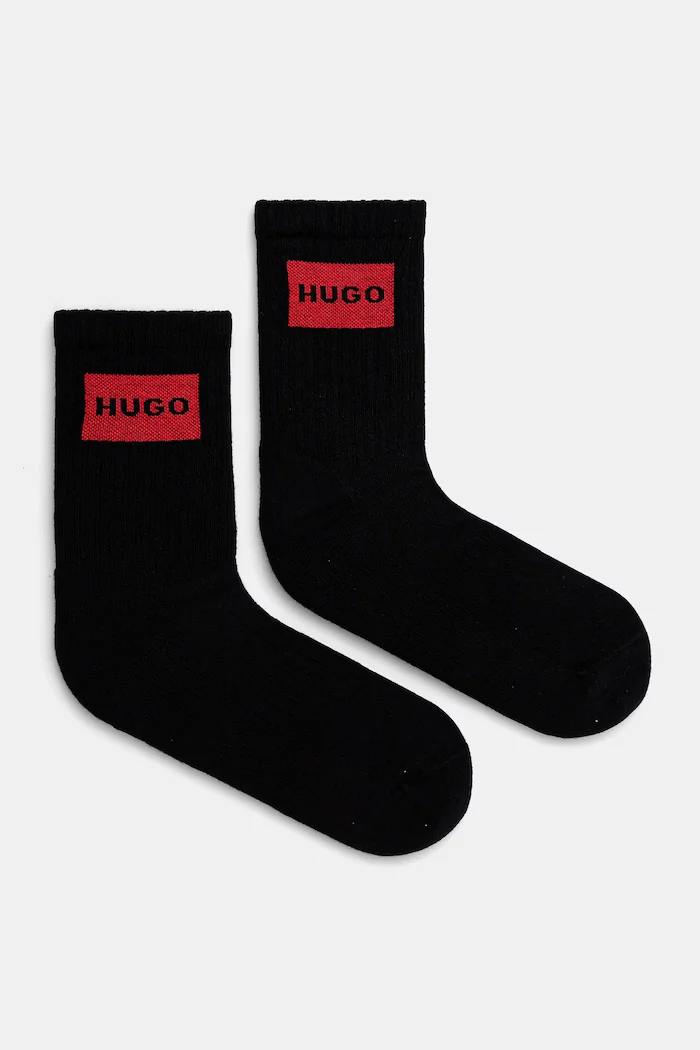 HUGO чорапи с памук 2P QS RIB LABEL CC W 2 броя черни 50510661