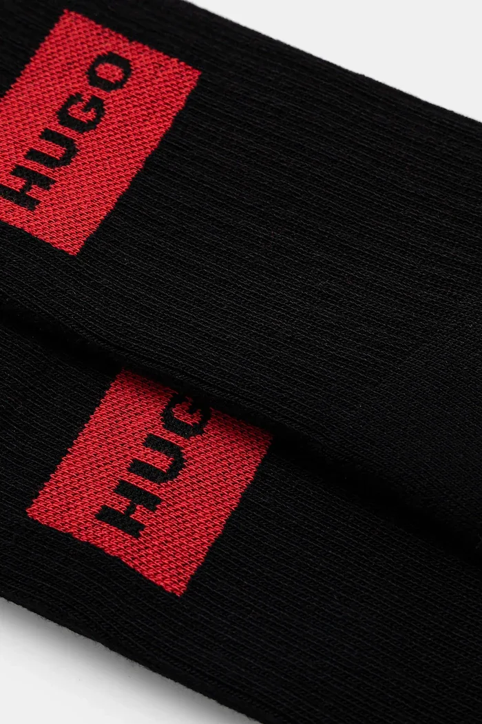 HUGO чорапи с памук 2P QS RIB LABEL CC W 2 броя черни 50510661