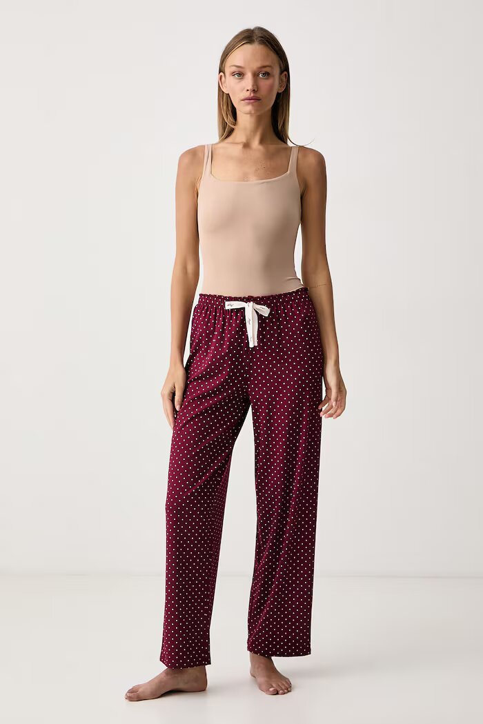 HUGO долнище на пижама дамско с модал CASUAL PANTS червено 50556937