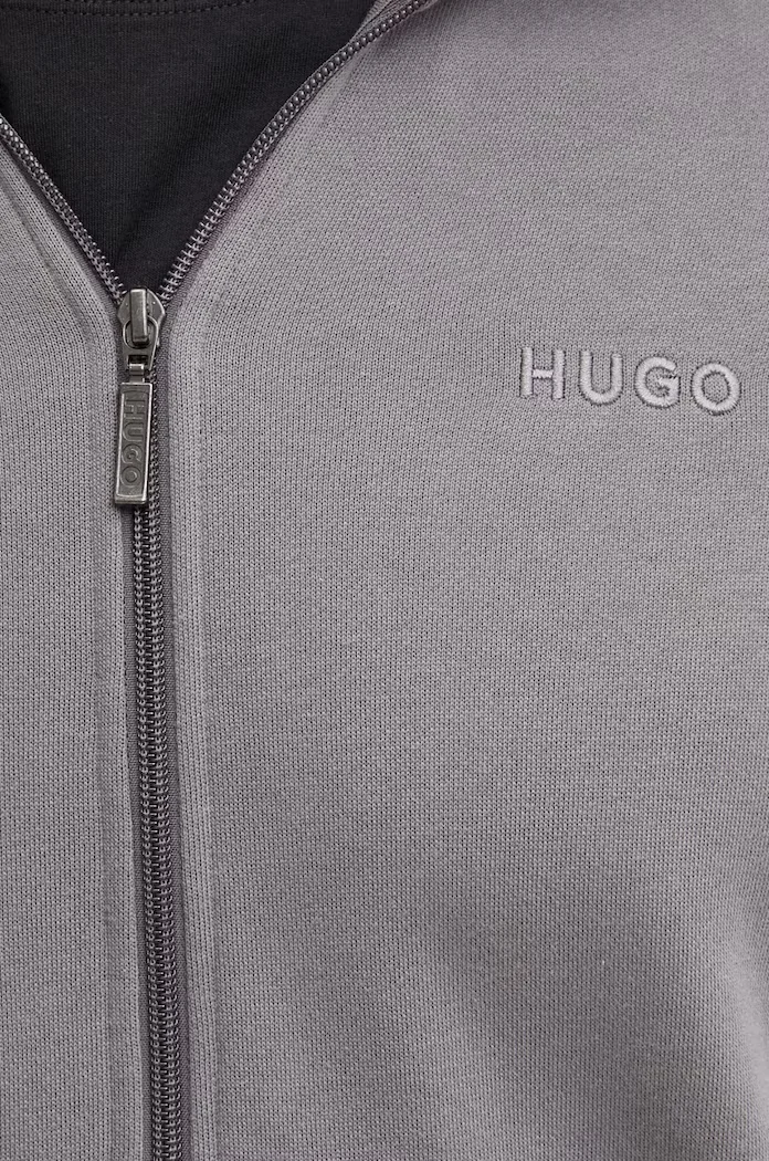 HUGO Домашен суичър от памук в сиво с апликация 50520493