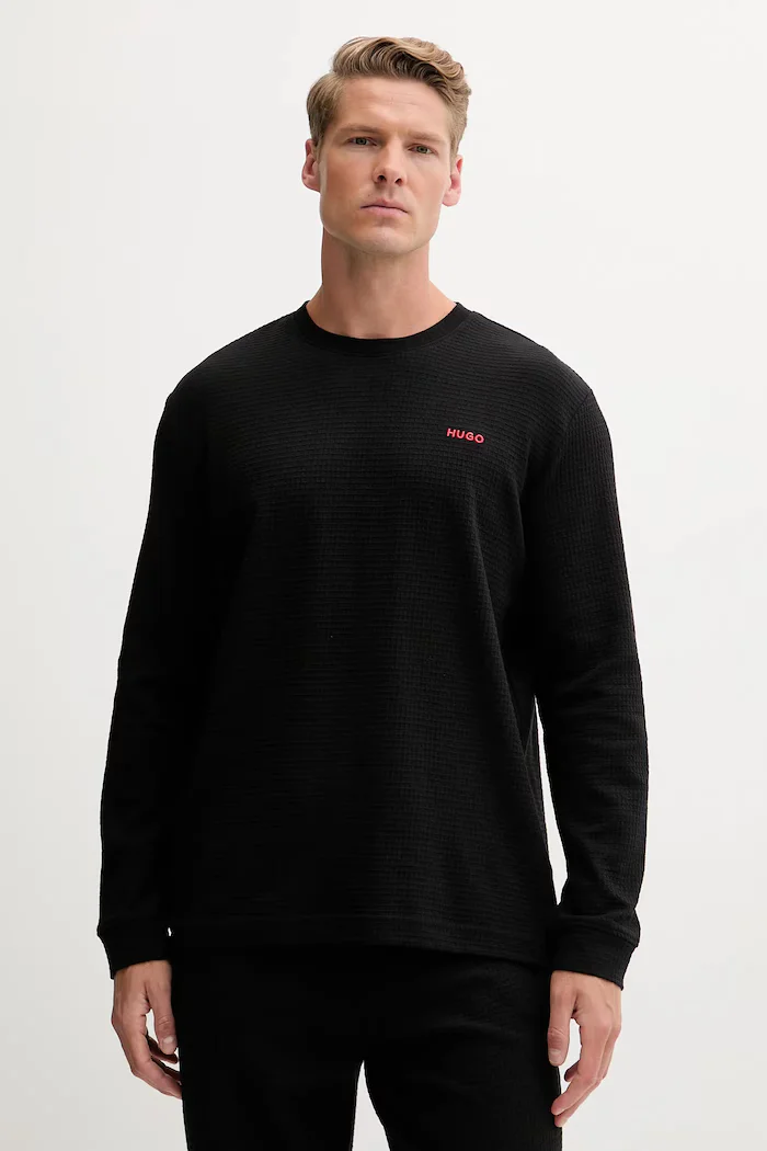 HUGO домашна блуза с дълги ръкави мъжка с памук Austin LS Shirt черна 50532022