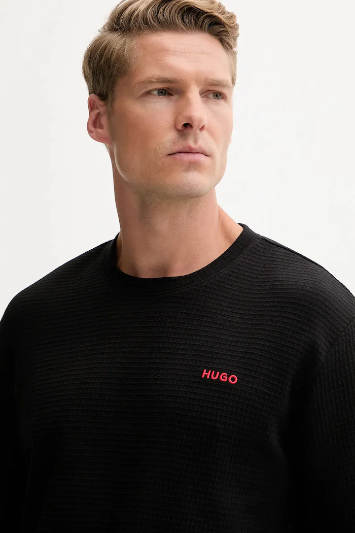 HUGO домашна блуза с дълги ръкави мъжка с памук Austin LS Shirt черна 50532022