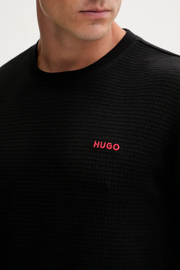 HUGO домашна блуза с дълги ръкави мъжка с памук Austin LS Shirt черна 50532022