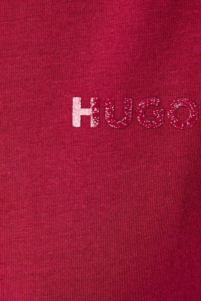 HUGO домашна тениска дамска от памук с еластан ID T-SHIRT червена 50555634