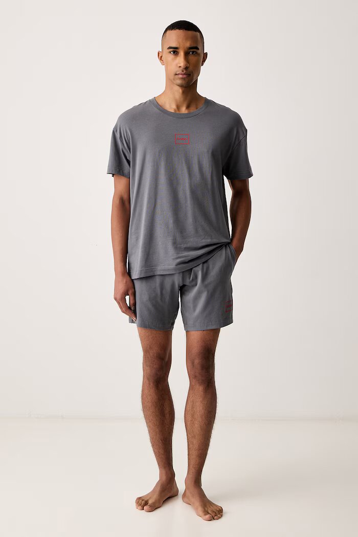 HUGO домашна тениска мъжка с памук Laze T-Shirt сива 50525236