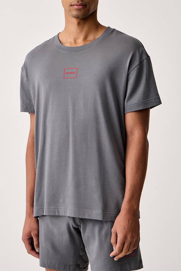 HUGO домашна тениска мъжка с памук Laze T-Shirt сива 50525236