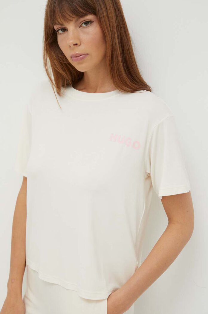HUGO Домашна тениска UNITE_T-SHIRT в бежово 50490707