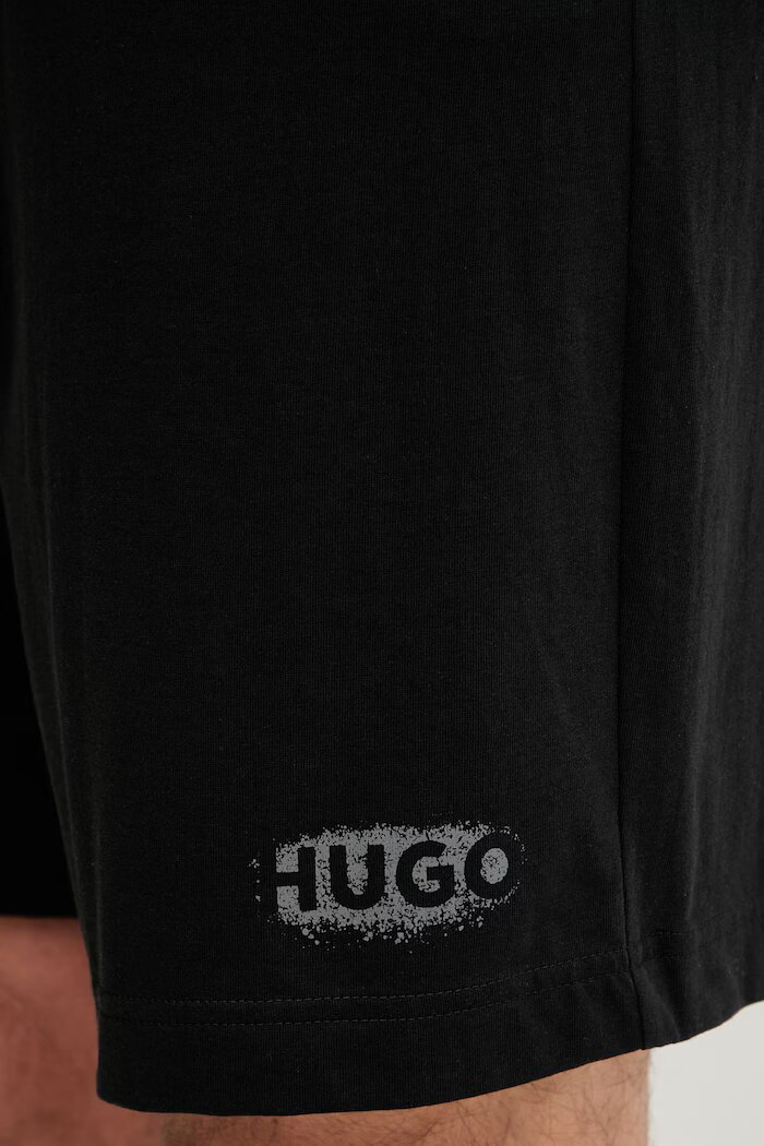 HUGO късо долнище на пижама мъжко от памук SPRAY_SHORTS черно 50559719